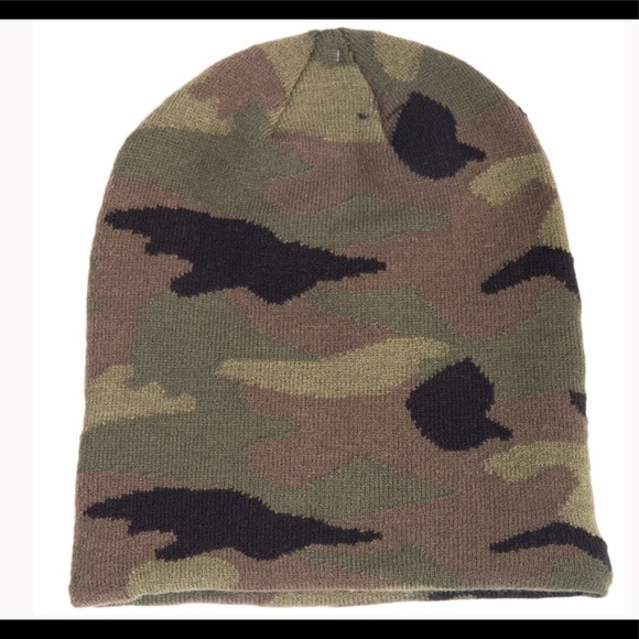 Green & Black Camo Knit Beanie - Picture 2 of 2